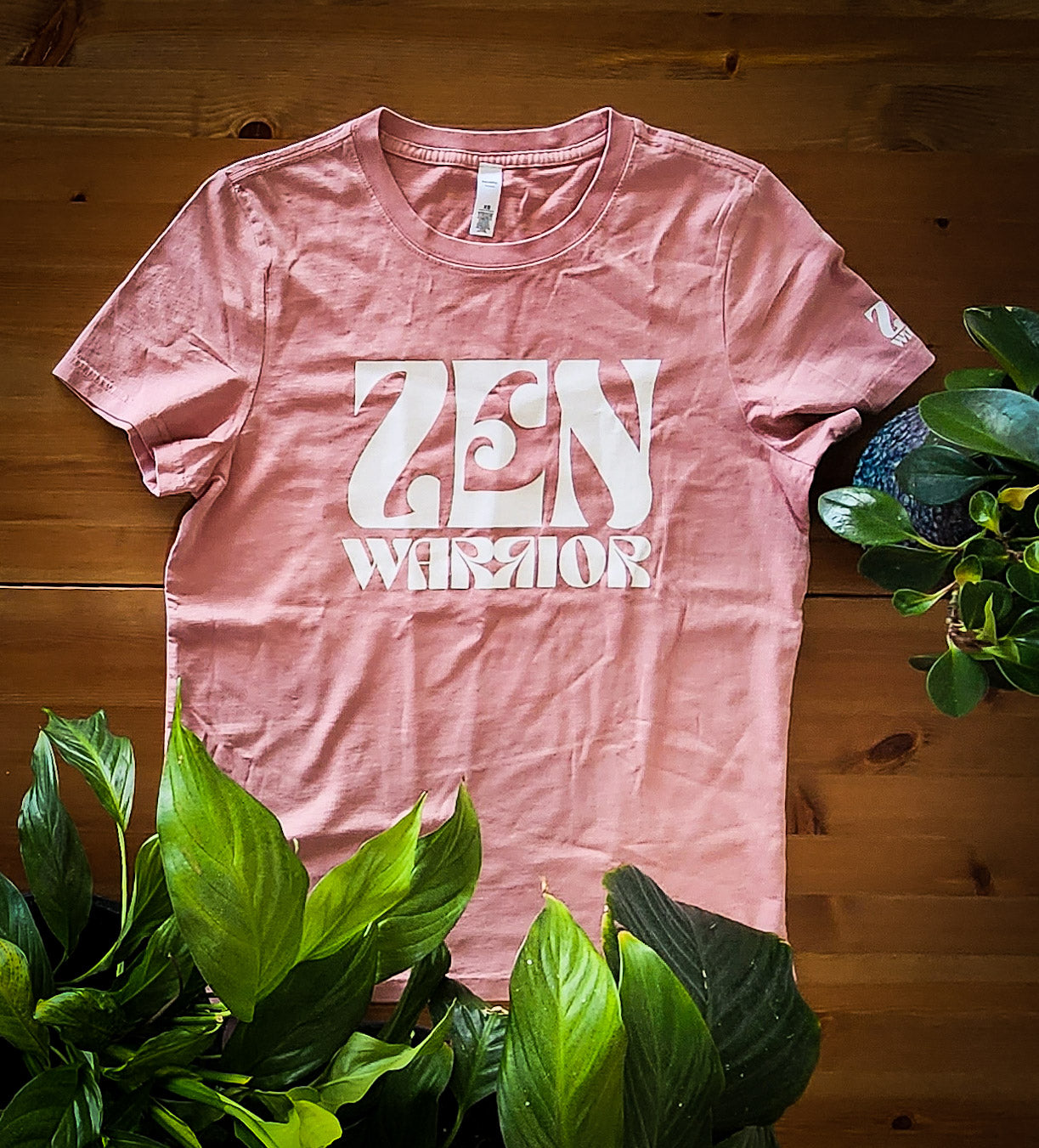 Zen Warrior Pink Tee with White Text Size, Womens